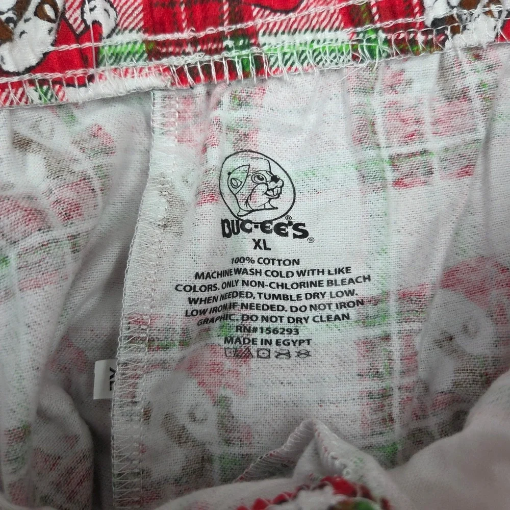 Buc-ee's Pajama Shorts XL‎ Red Plaid Santa Beaver Christmas Flannel Sleepwear